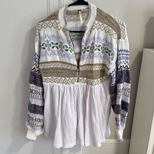 Free people - Patterned Knit Sweater with Zipper